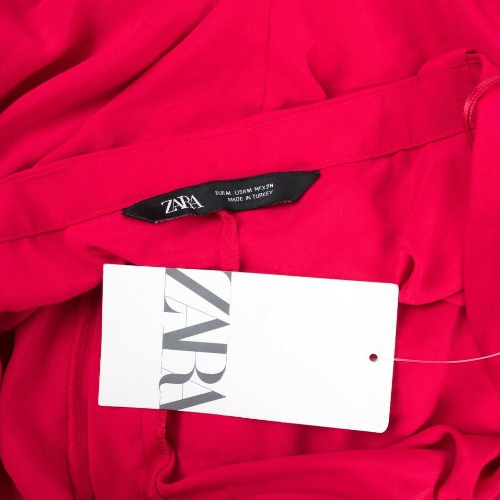 Zara Womens Flowy Jumpsuit M Red With Straps - Picture 7 of 7